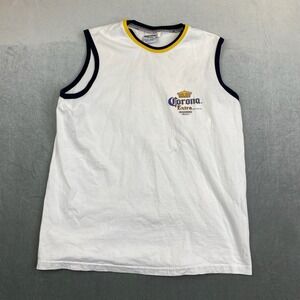 Corona Extra Tank Top White Cancun Mexico Graphic Sleeveless Mens Extra Large